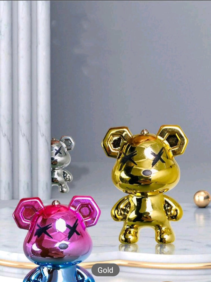 Colorful Bear Keychain Men Women Creative Braided Rope Resin Animal Pendant Key Ring