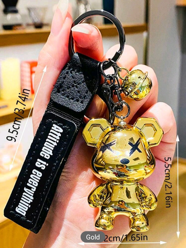 Colorful Bear Keychain Men Women Creative Braided Rope Resin Animal Pendant Key Ring