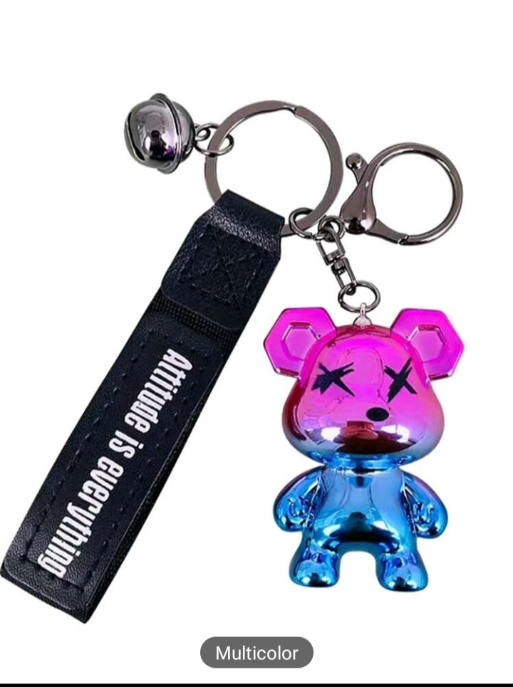 Colorful Bear Keychain Men Women Creative Braided Rope Resin Animal Pendant Key Ring